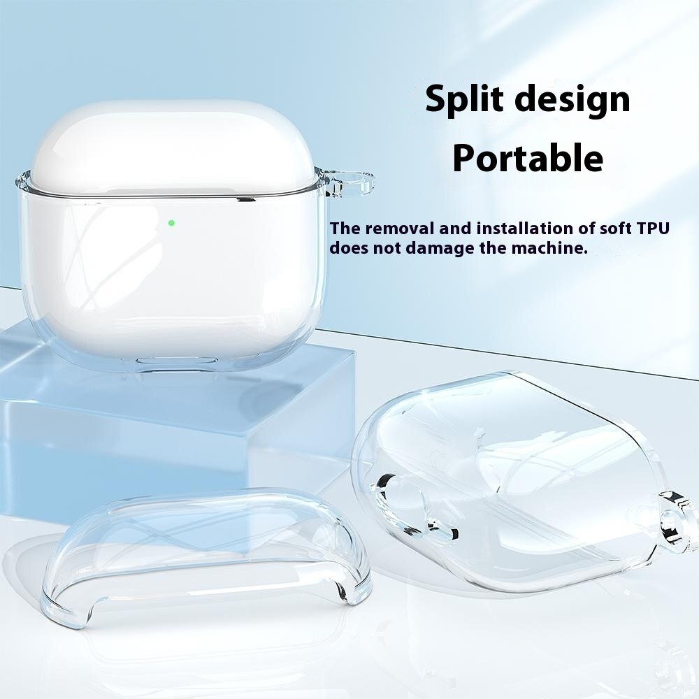 Cover in TPU con moschettone Apple AirPods 4 trasparente