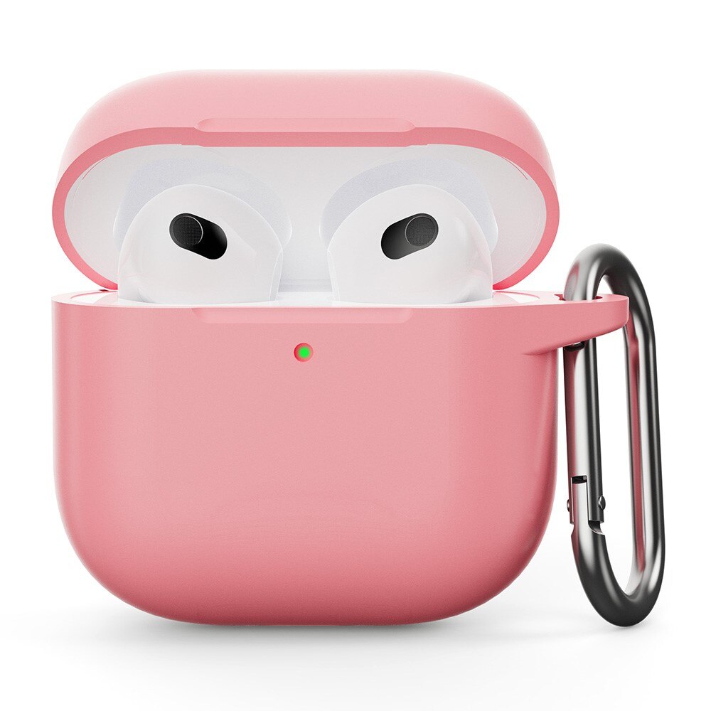 Cover in silicone con moschettone Apple AirPods 4 rosa