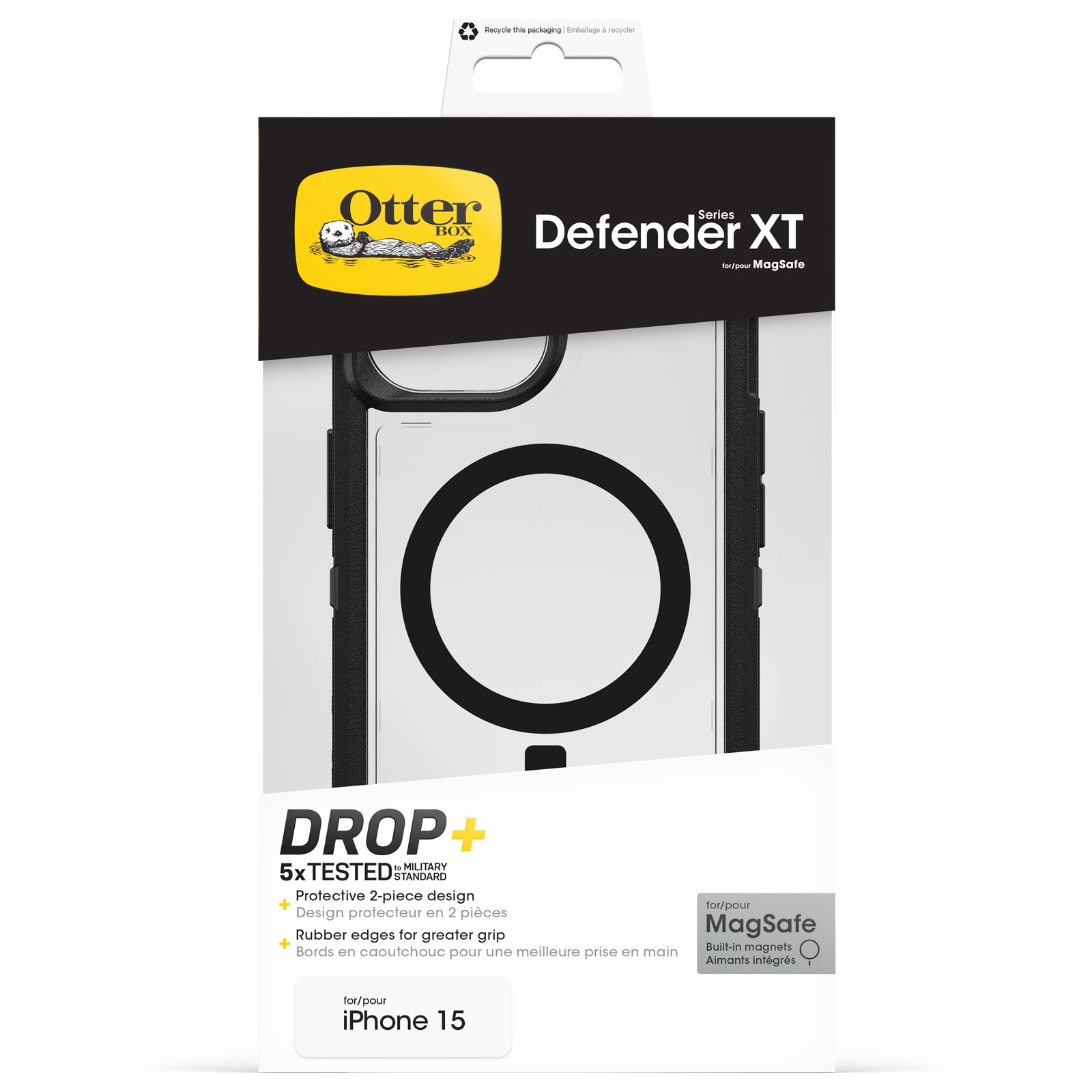 Cover Defender XT iPhone 15 nero/trasparente