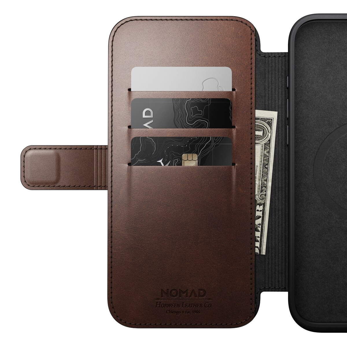 Modern Horween Leather Folio MagSafe iPhone 16 Pro Max Rustic Brown