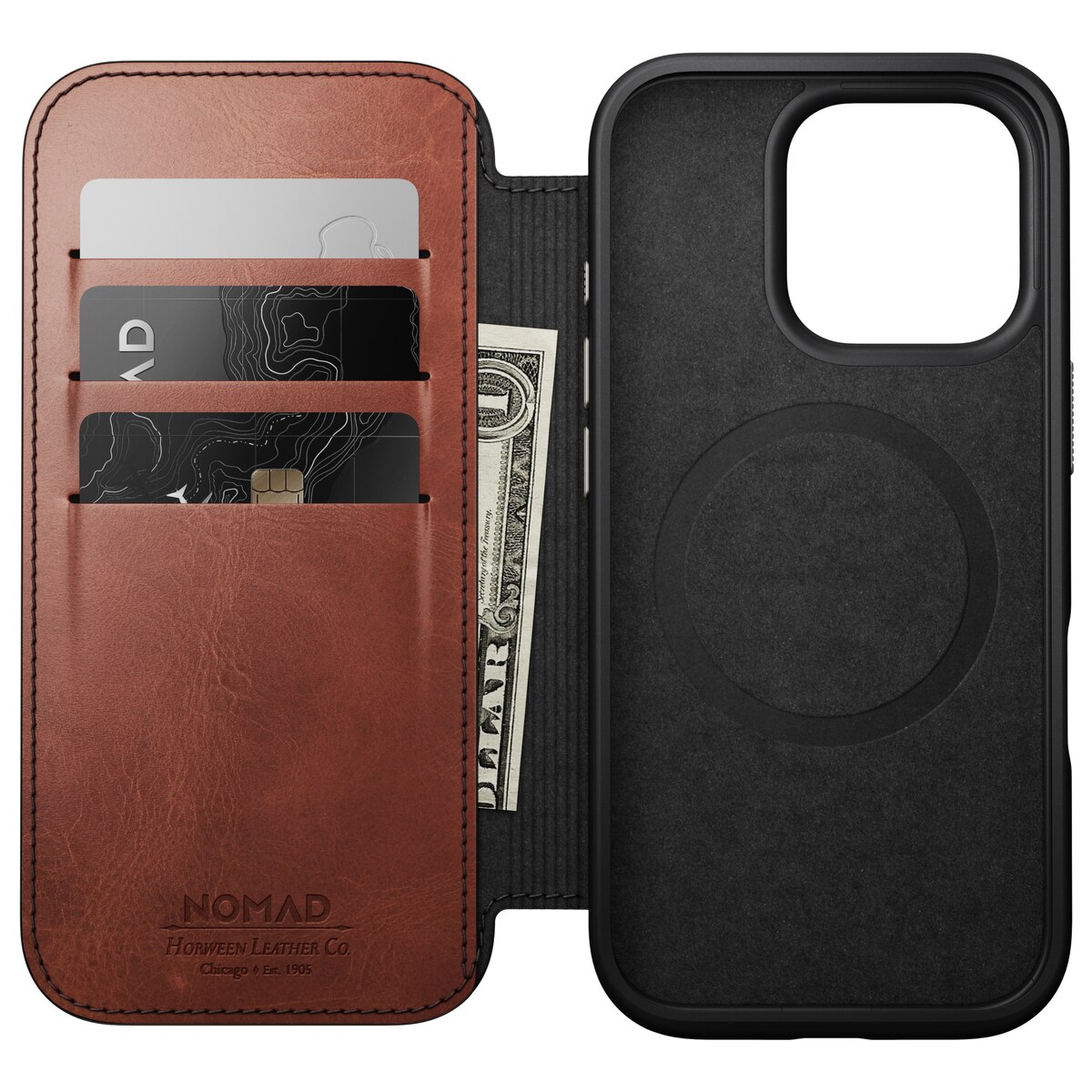 Modern Horween Leather Folio MagSafe iPhone 16 Pro Olde Dublin