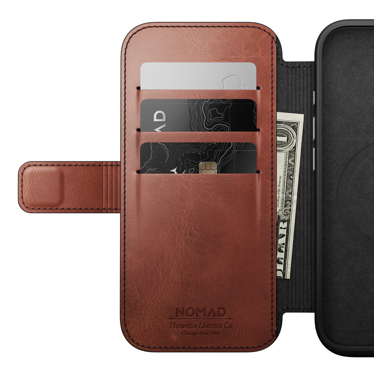 Modern Horween Leather Folio MagSafe iPhone 16 Pro Olde Dublin