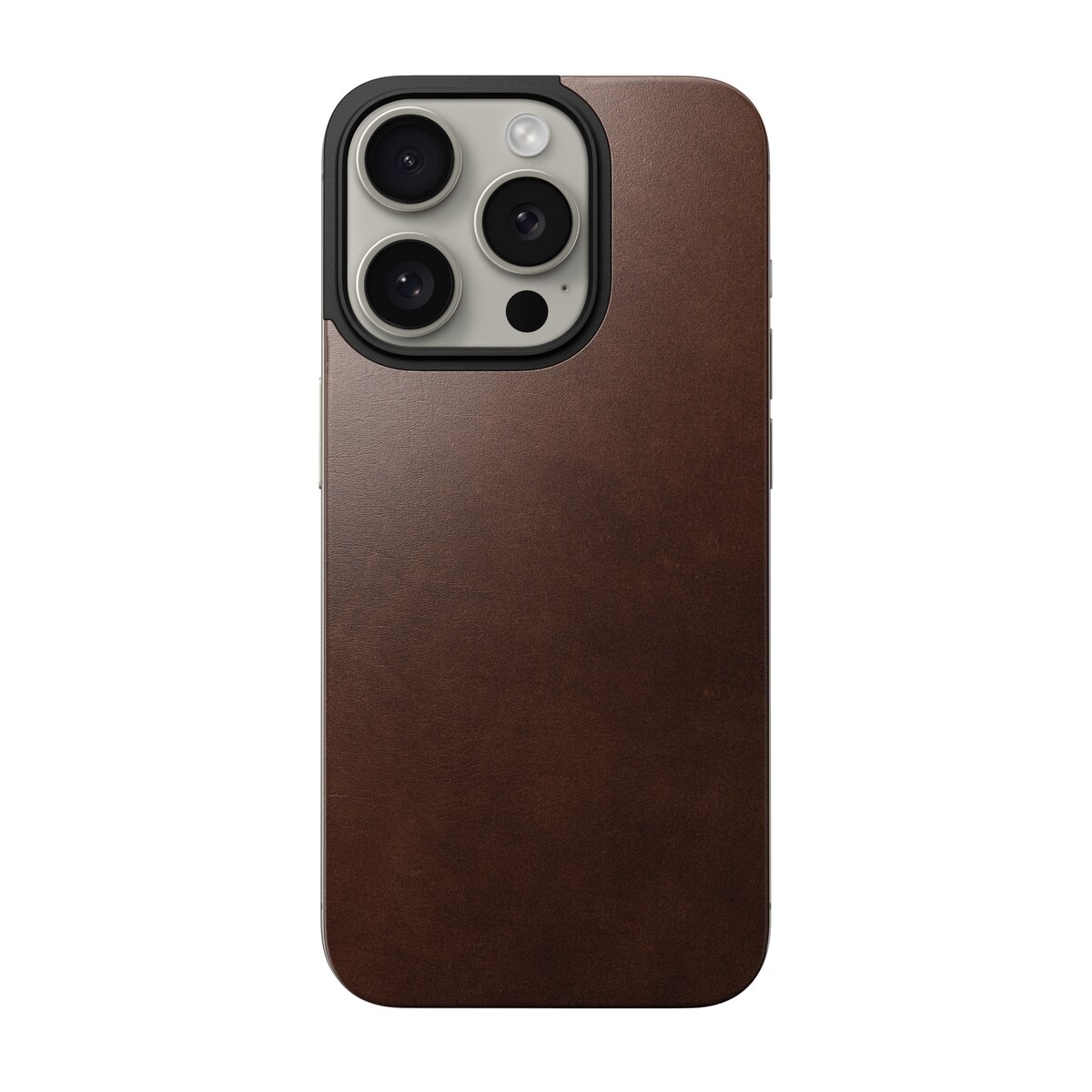 Magnetic Leather Back iPhone 15 Pro Rustic Brown