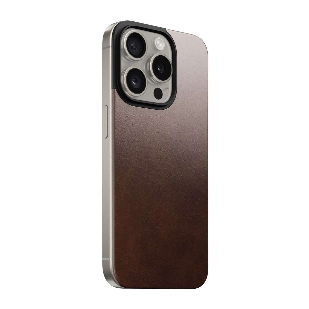 Magnetic Leather Back iPhone 15 Pro Rustic Brown