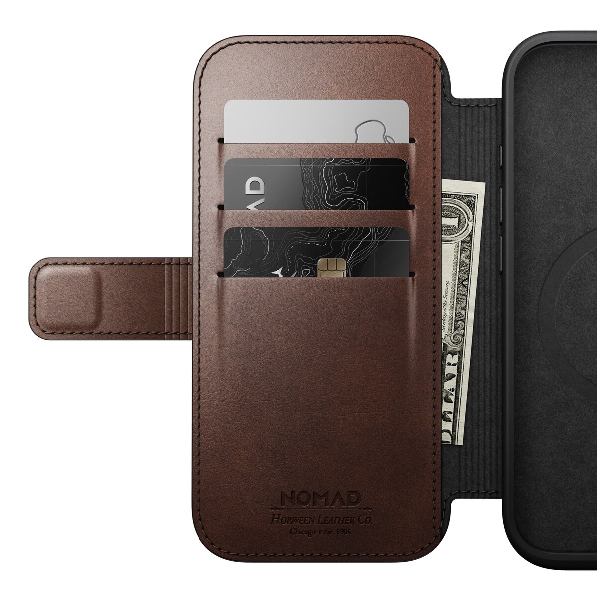 Modern Horween Leather Folio MagSafe iPhone 16 Pro Rustic Brown