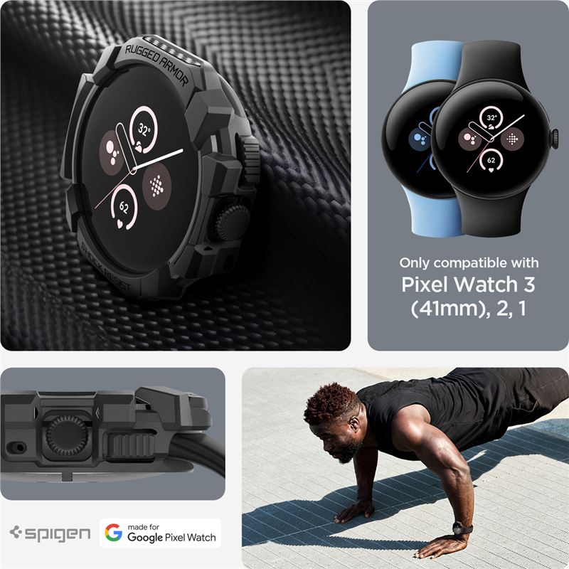 Case Rugged Armor Google Pixel Watch 2 Black