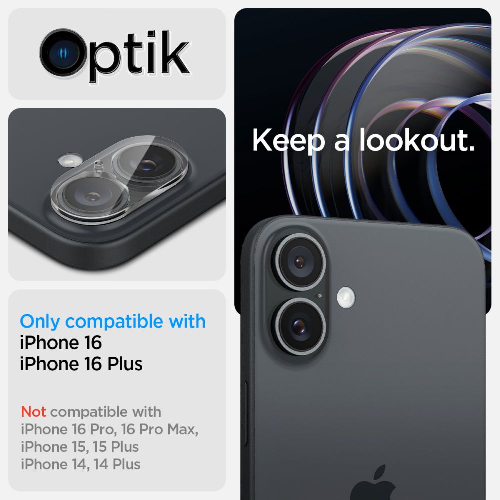 Optik Lens Protector (2 pezzi) iPhone 16 Plus Clear