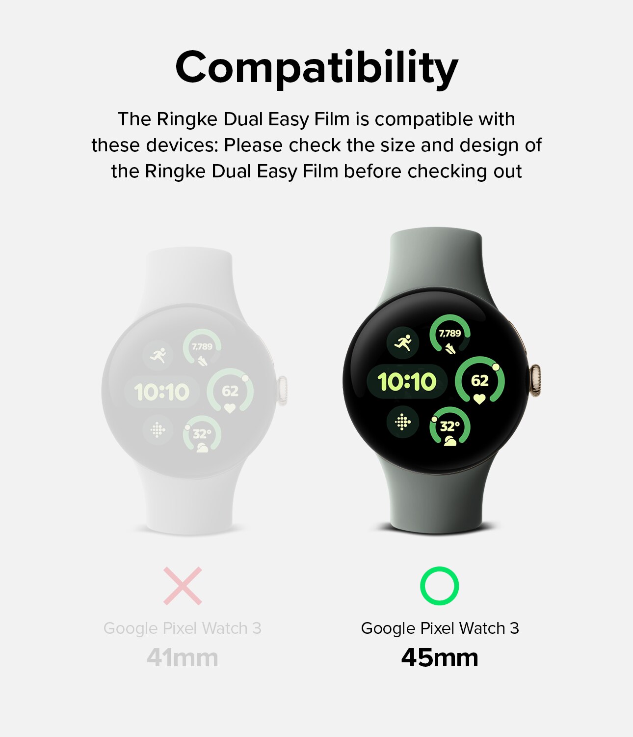 Dual Easy Screen Protector (3 pezzi) Google Pixel Watch 3 45mm