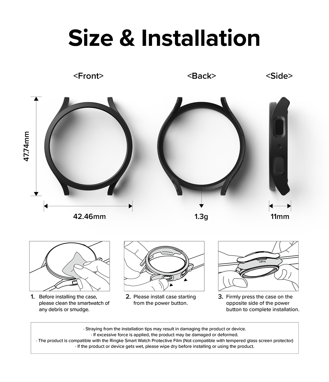 Cover Slim (2 pezzi) Samsung Galaxy Watch 6 40mm Matte Black & Clear