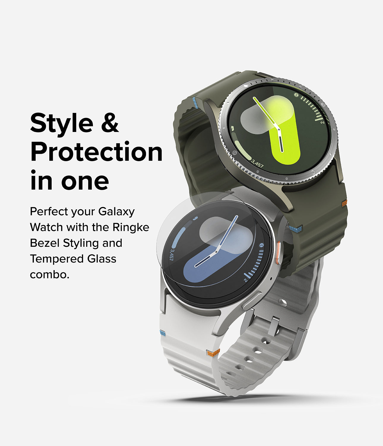 Bezel Styling  + Glass Combo Samsung Galaxy Watch 7 44mm Glossy Silver