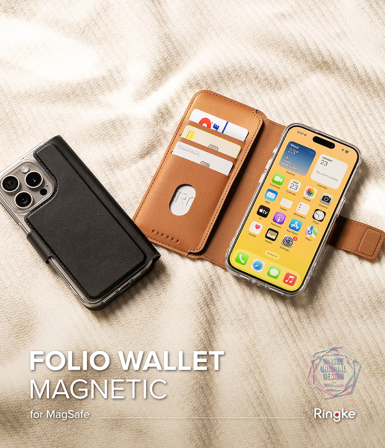 Folio Wallet Magnetic iPhone 16 Pro Max Brown