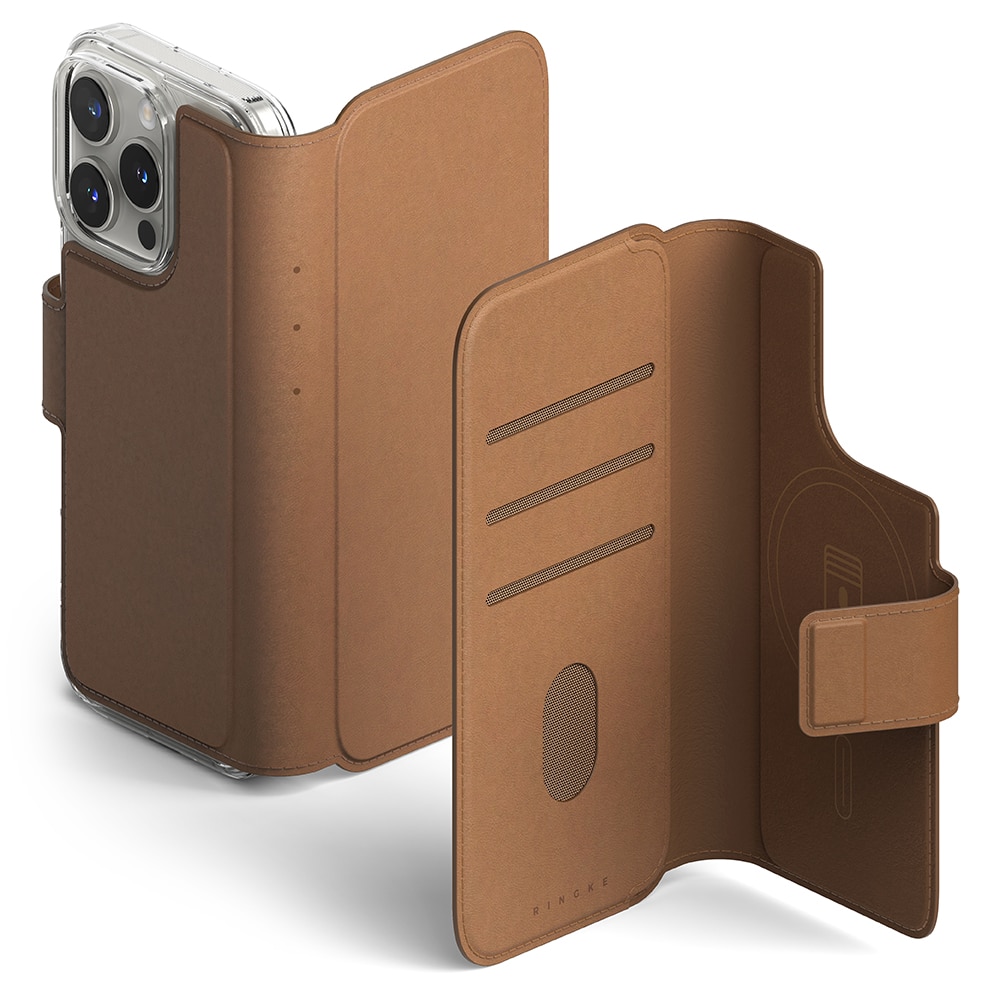 Folio Wallet Magnetic iPhone 15 Pro Max Brown