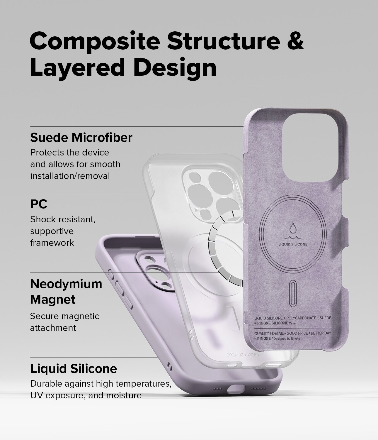 Silicone Magnetic Cover iPhone 16 Pro Max Light Purple