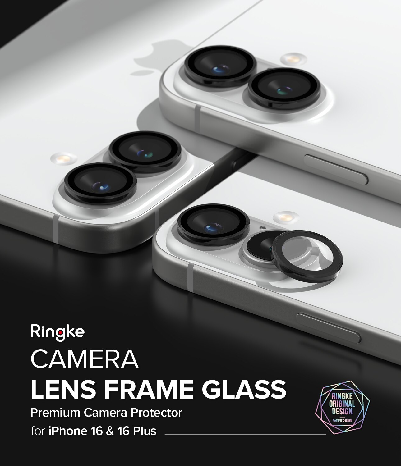 Camera Lens Frame Glass (2 pezzi) iPhone 16 Plus Black