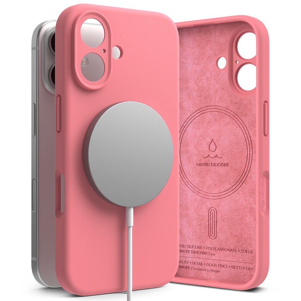 Silicone Magnetic Cover iPhone 16 Pink