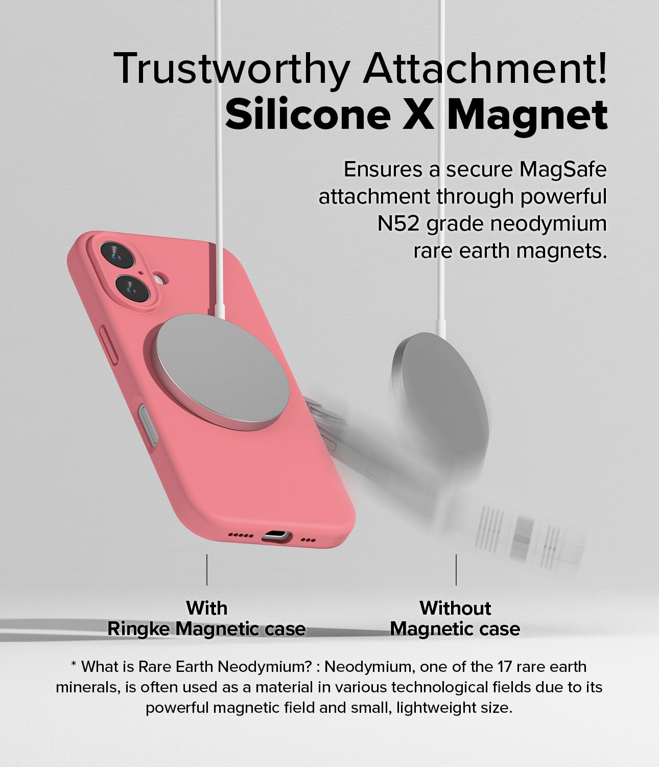 Silicone Magnetic Cover iPhone 16 Pink