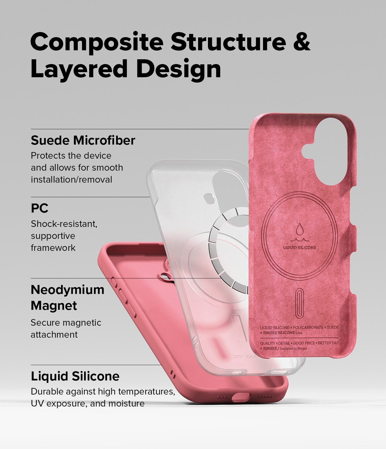 Silicone Magnetic Cover iPhone 16 Pink