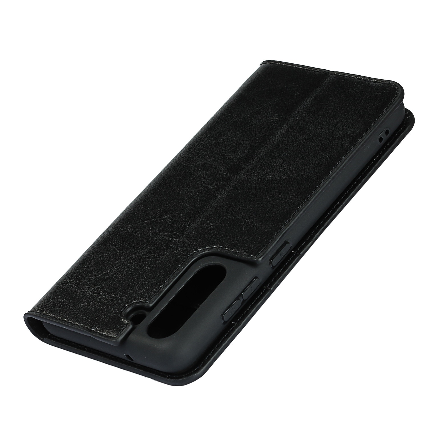 Cover Portafoglio in vera pelle Samsung Galaxy S21 nero