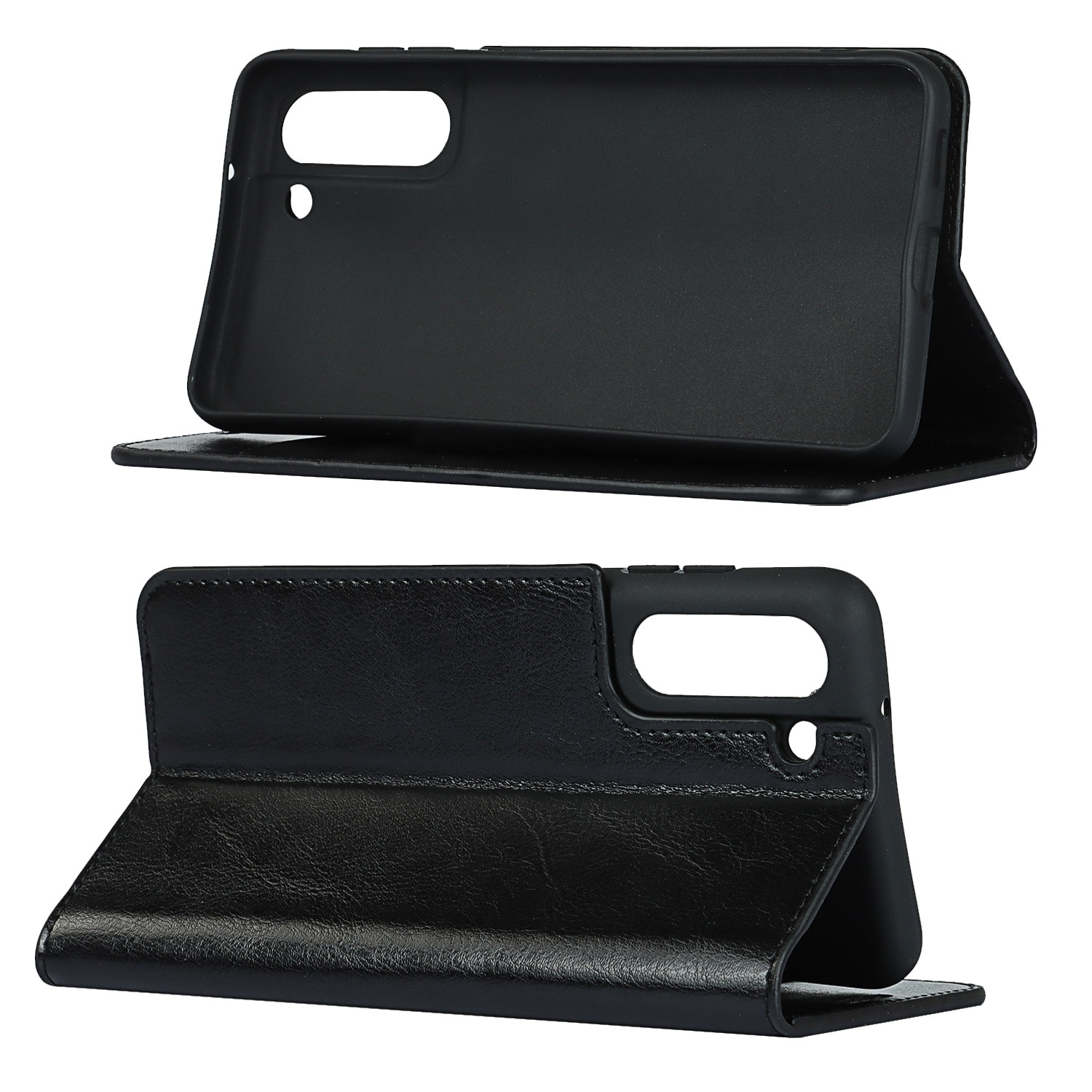 Cover Portafoglio in vera pelle Samsung Galaxy S21 nero