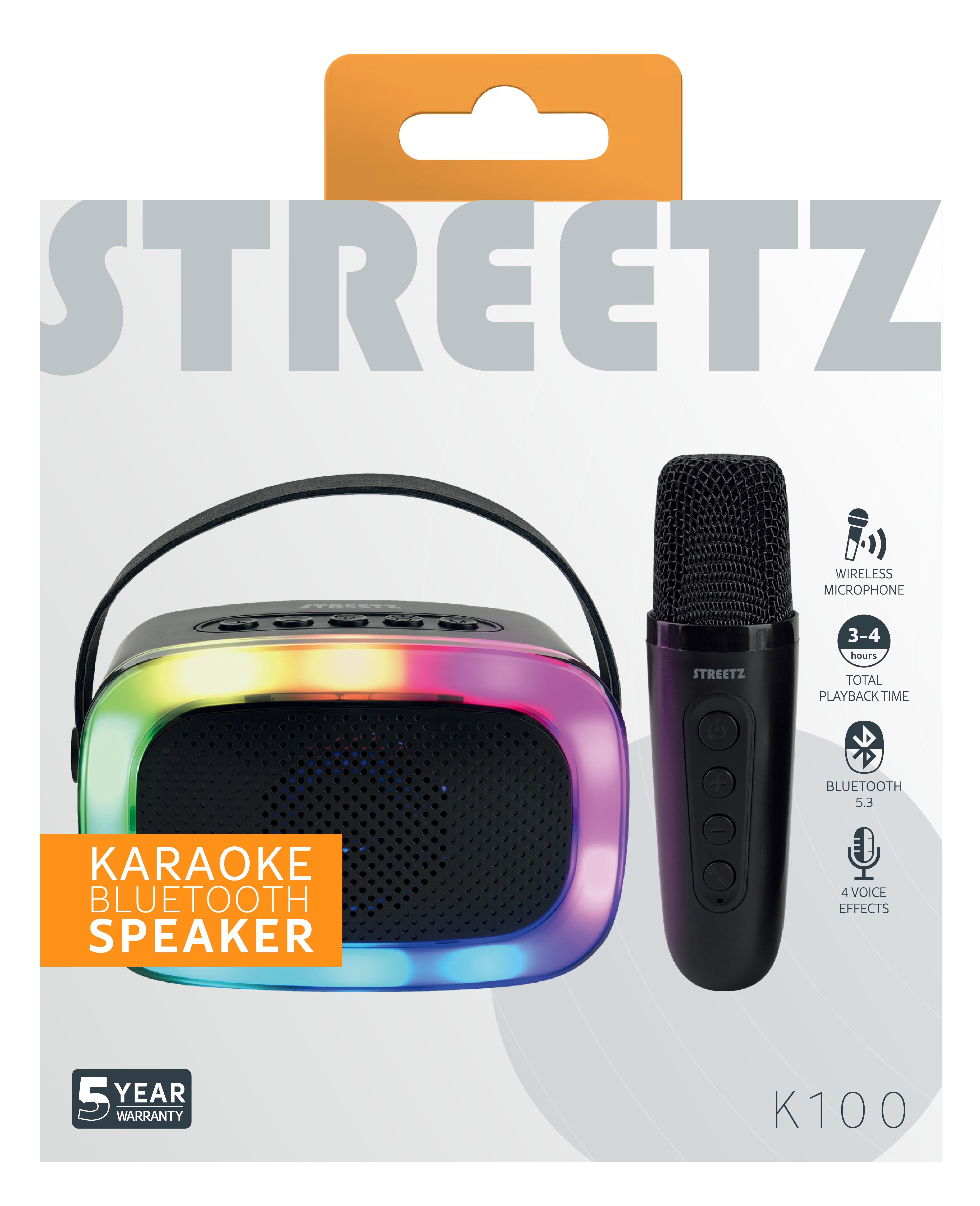 Altoparlante per karaoke con microfono wireless nero