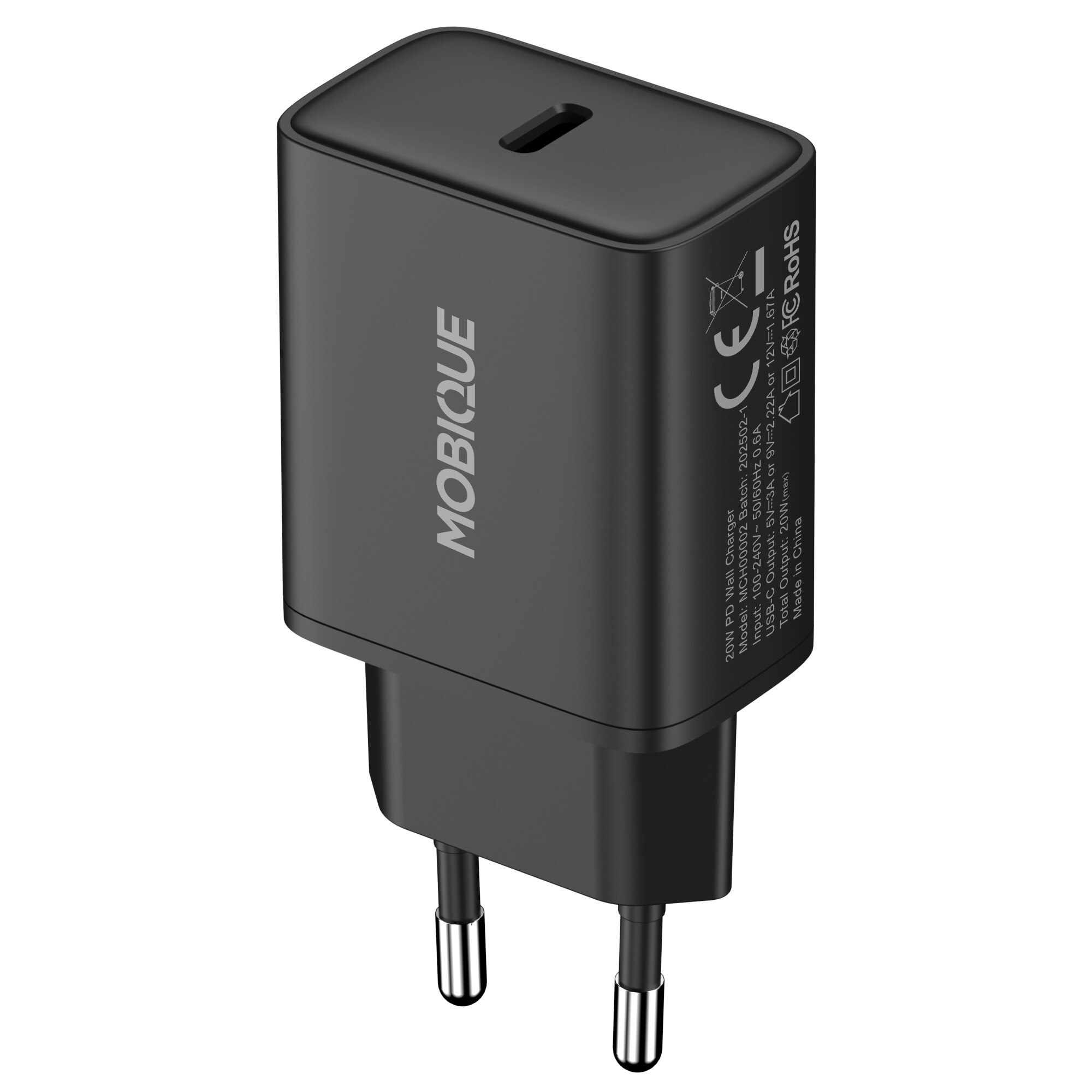 Caricatore da parete USB-C 20W PD nero