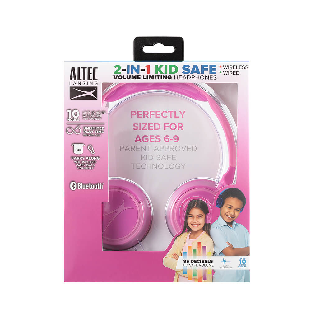 Cuffie wireless On-Ear per bambini 2-in-1, rosa