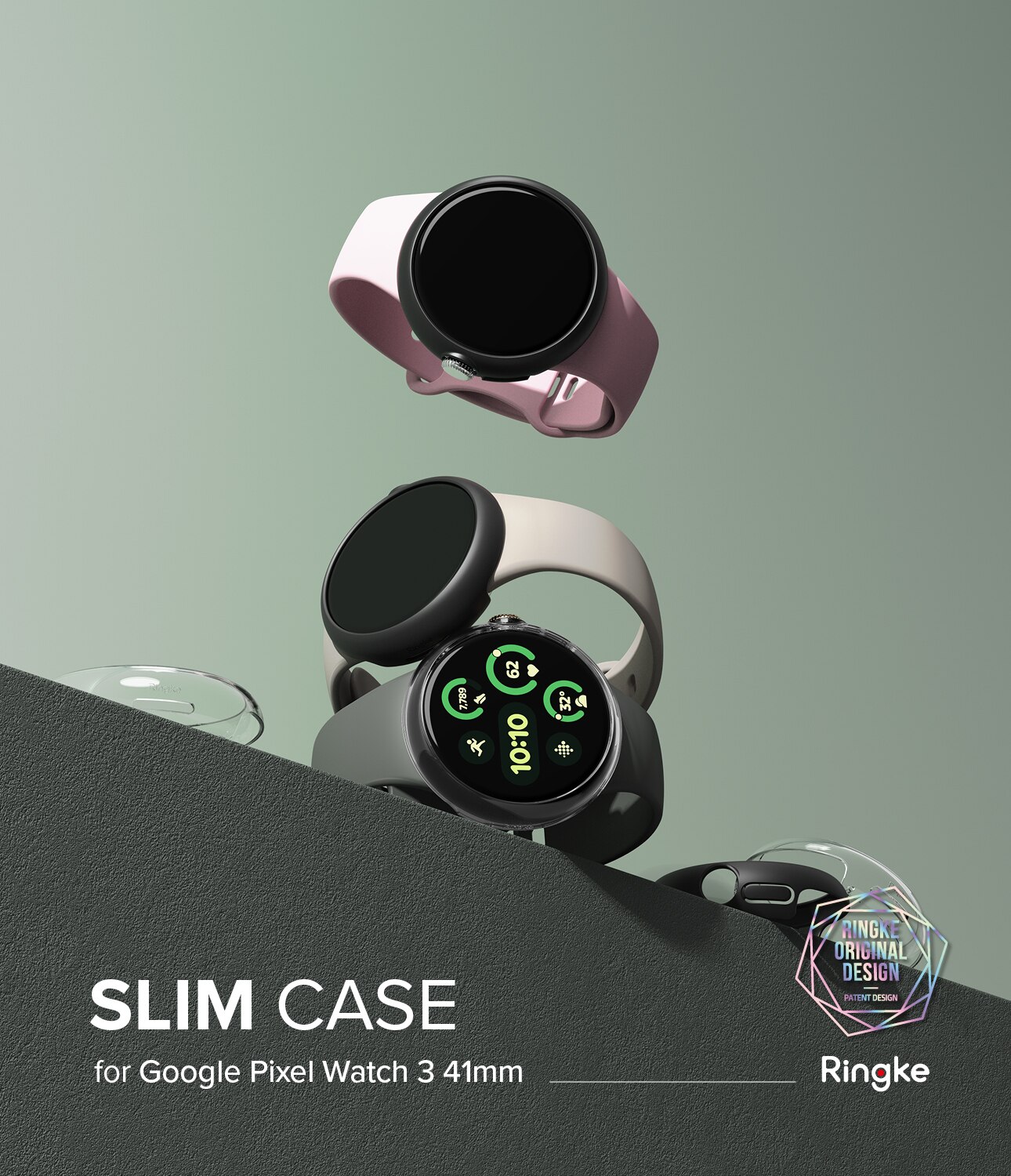 Cover Slim (2 pezzi) Google Pixel Watch 3 41mm Matte Black & Clear