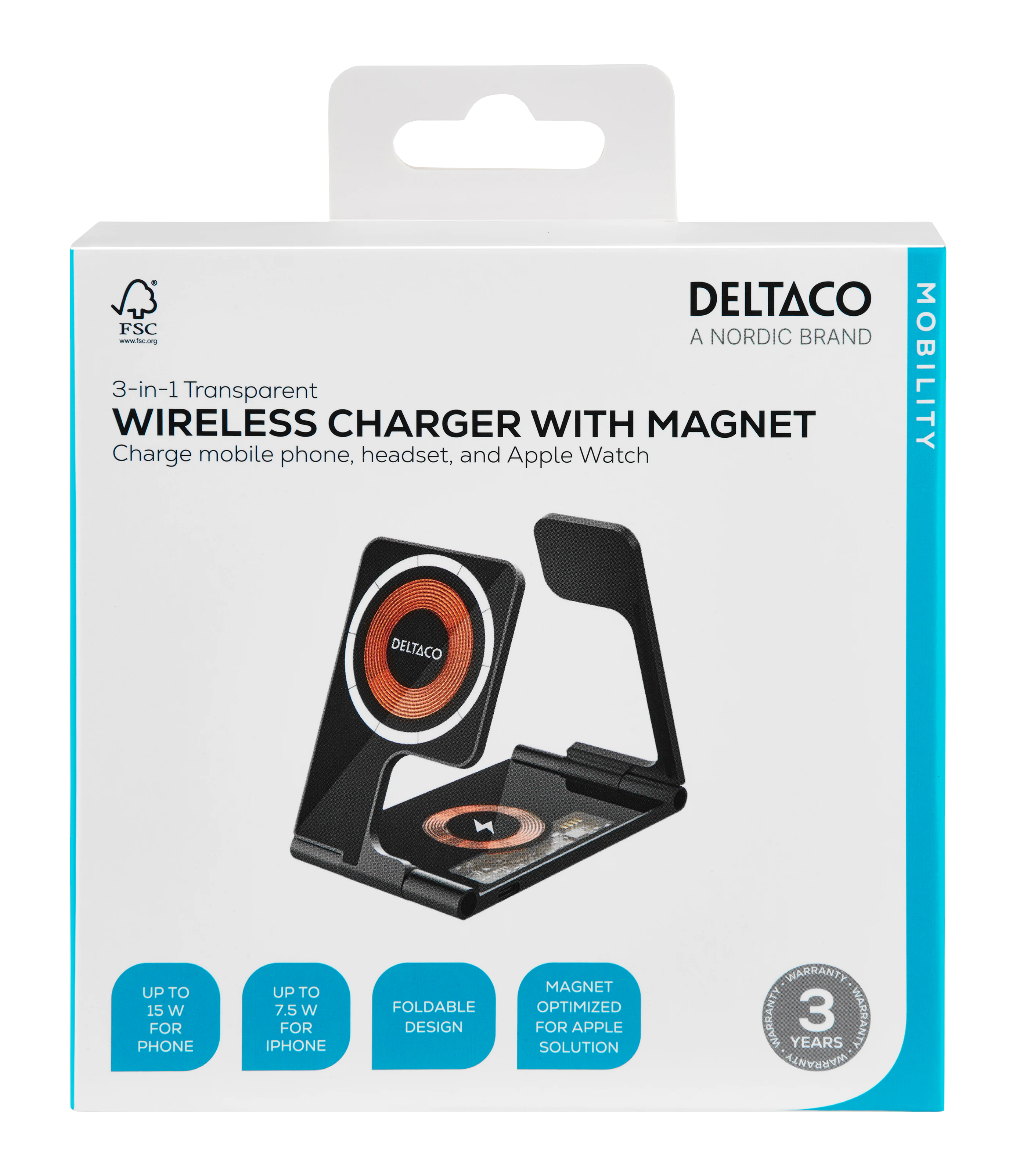 3-in-1 Caricatore Wireless Pieghevole trasparente