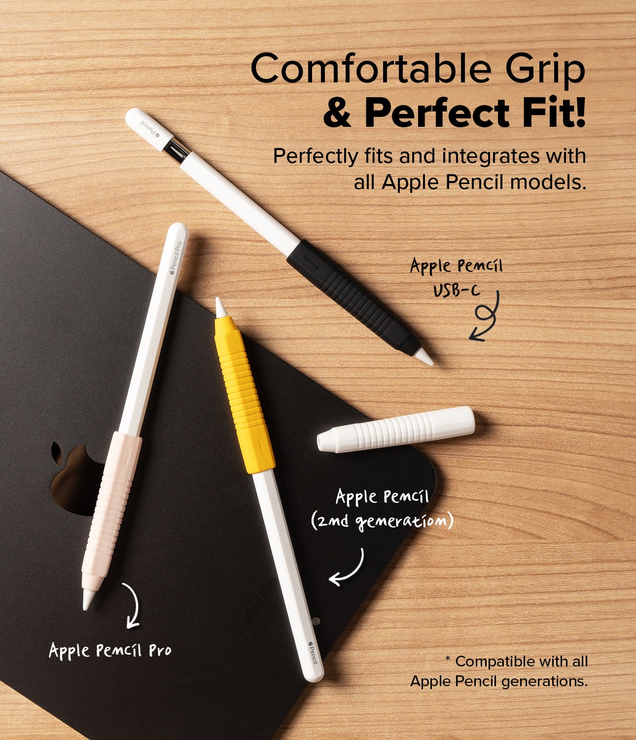 Silicone Grip Holder Apple Pencil, nero