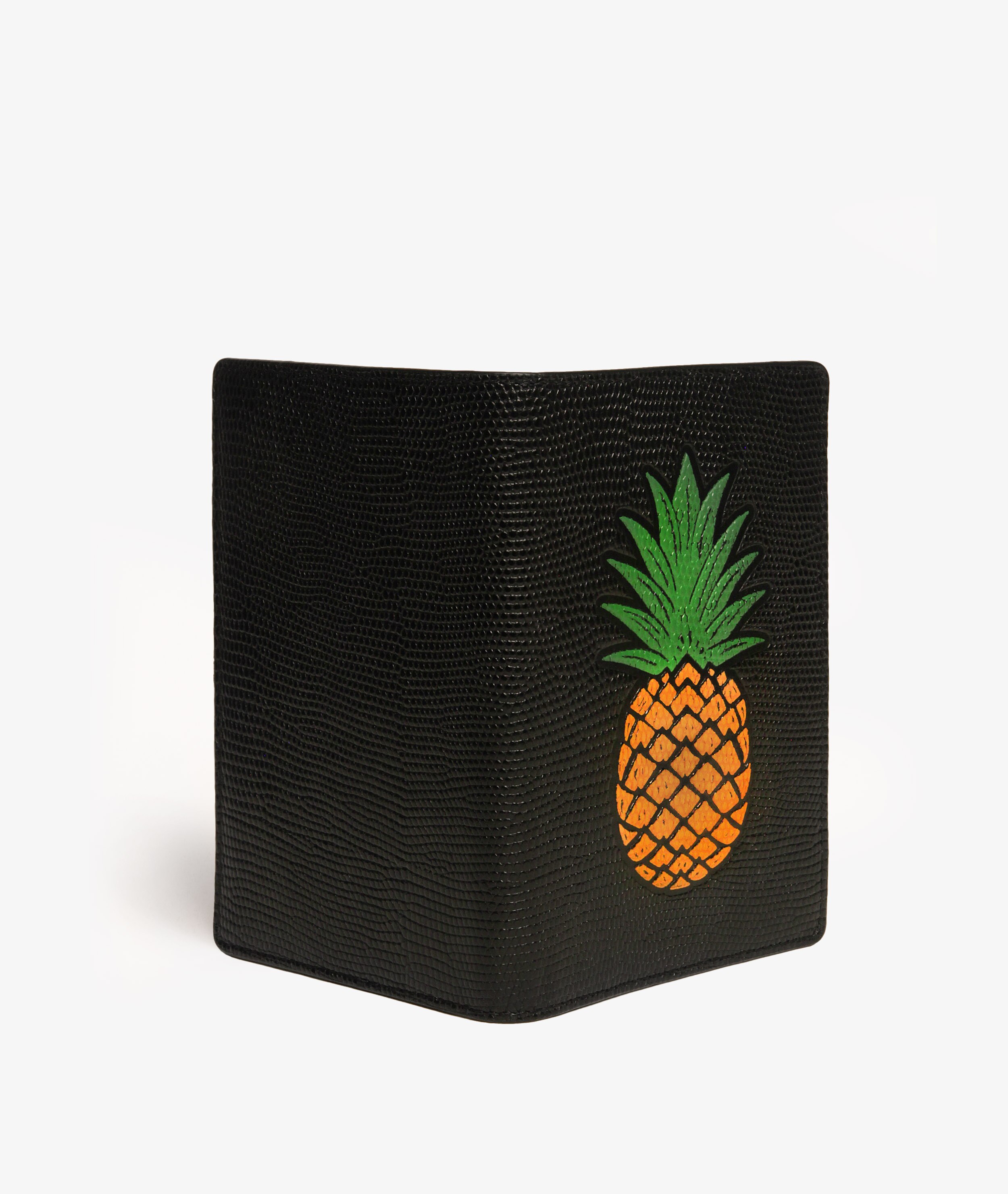 Custodia per passaporto Pineapple Orange Lizard Black