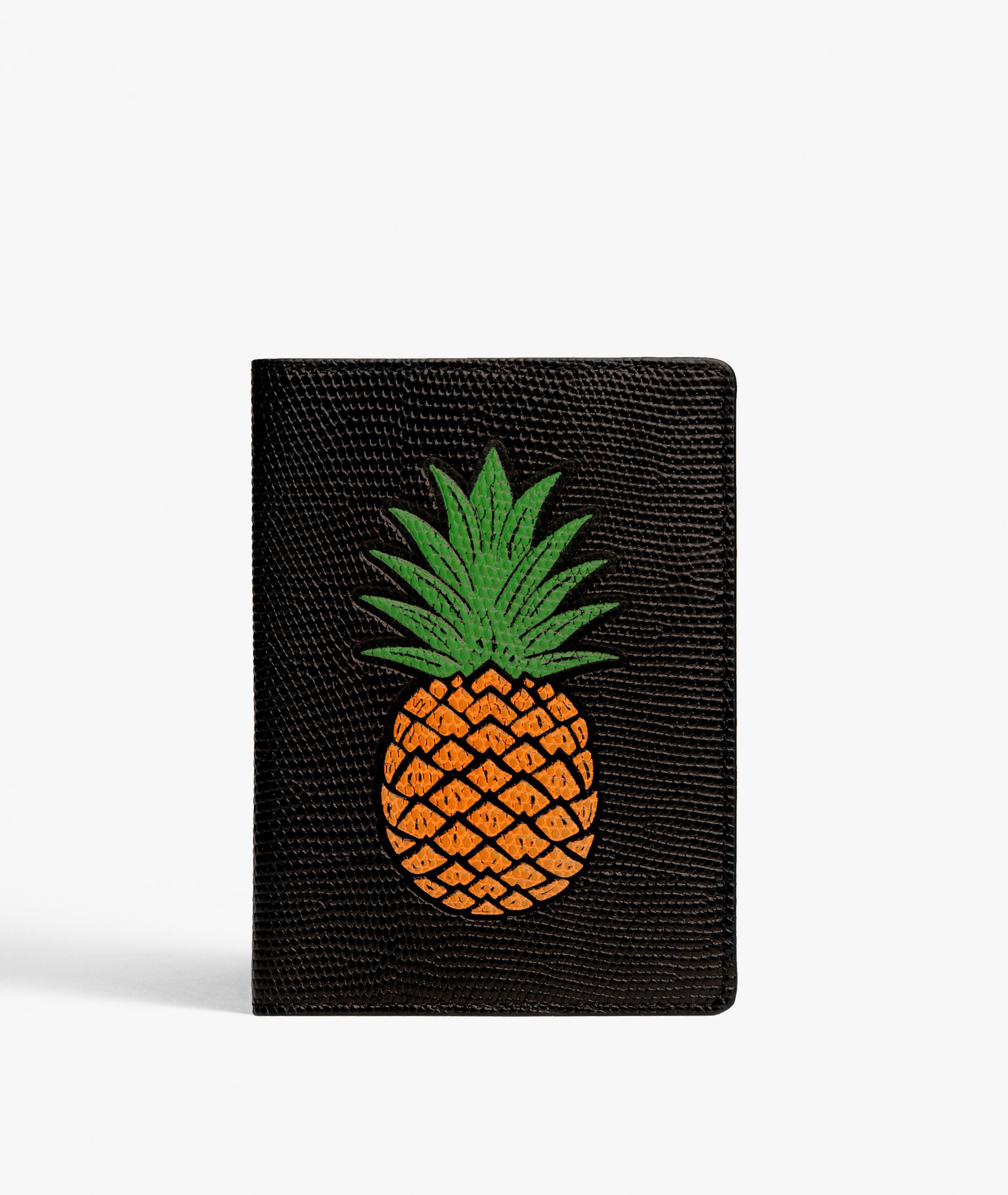 Custodia per passaporto Pineapple Orange Lizard Black