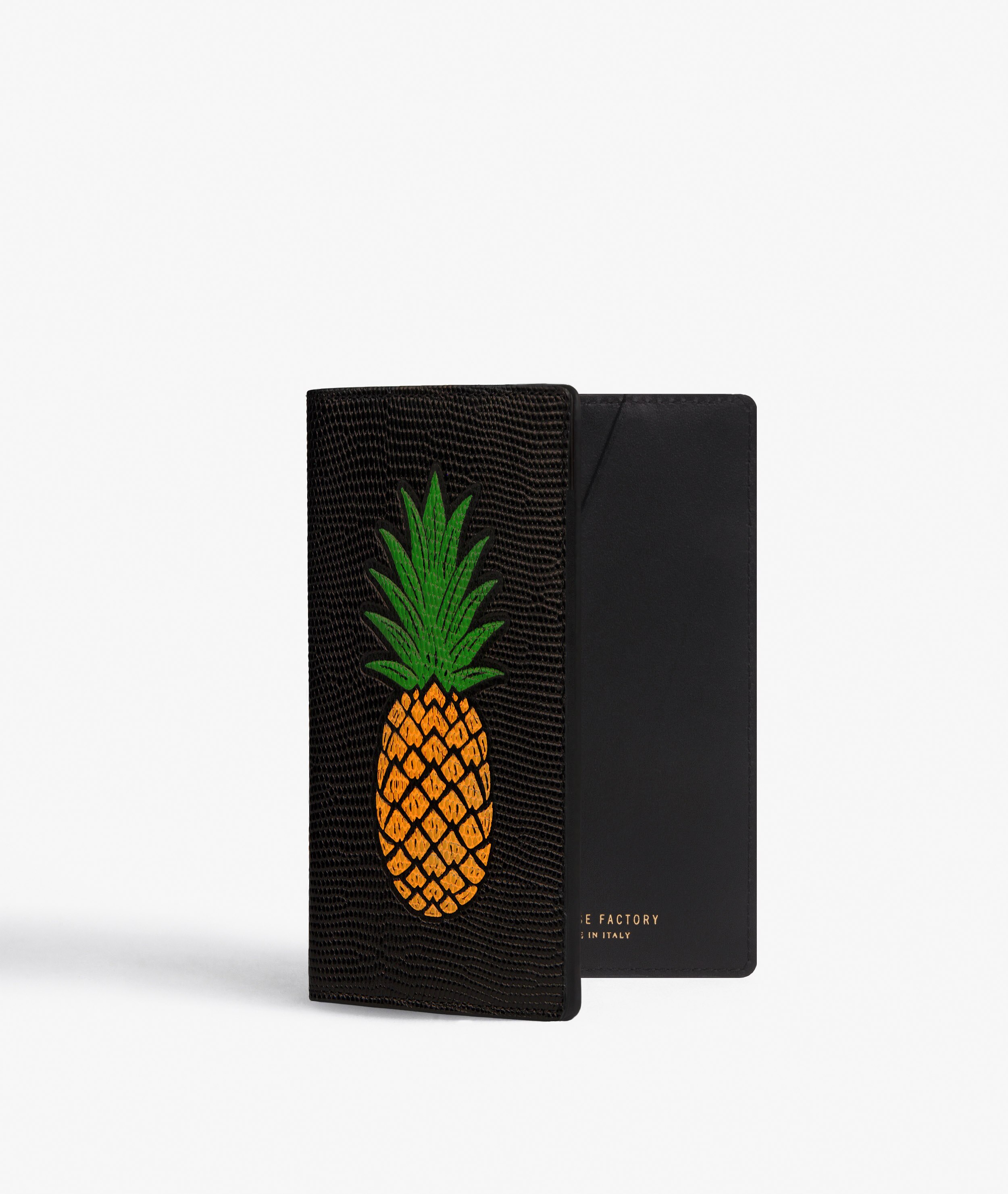 Custodia per passaporto Pineapple Orange Lizard Black