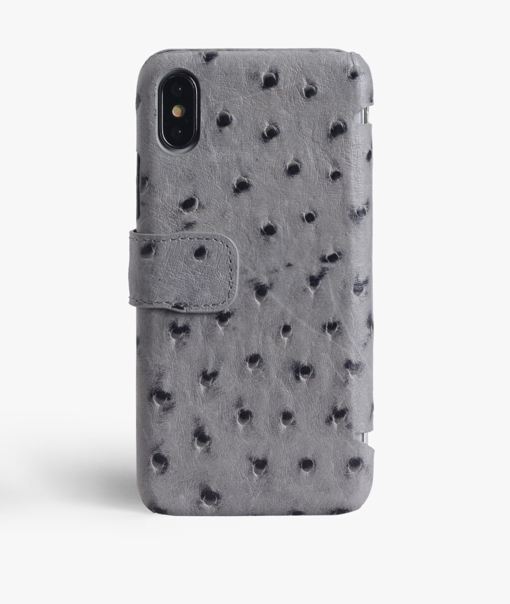 Cover portafoglio iPhone X/XS Ostrich Grey