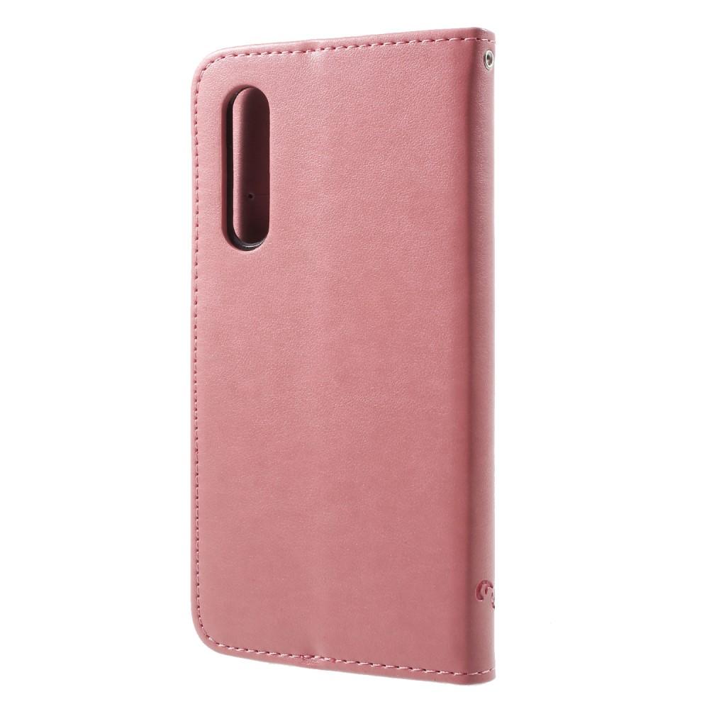 Custodia in pelle a farfalle per Huawei P20 Pro, rosa