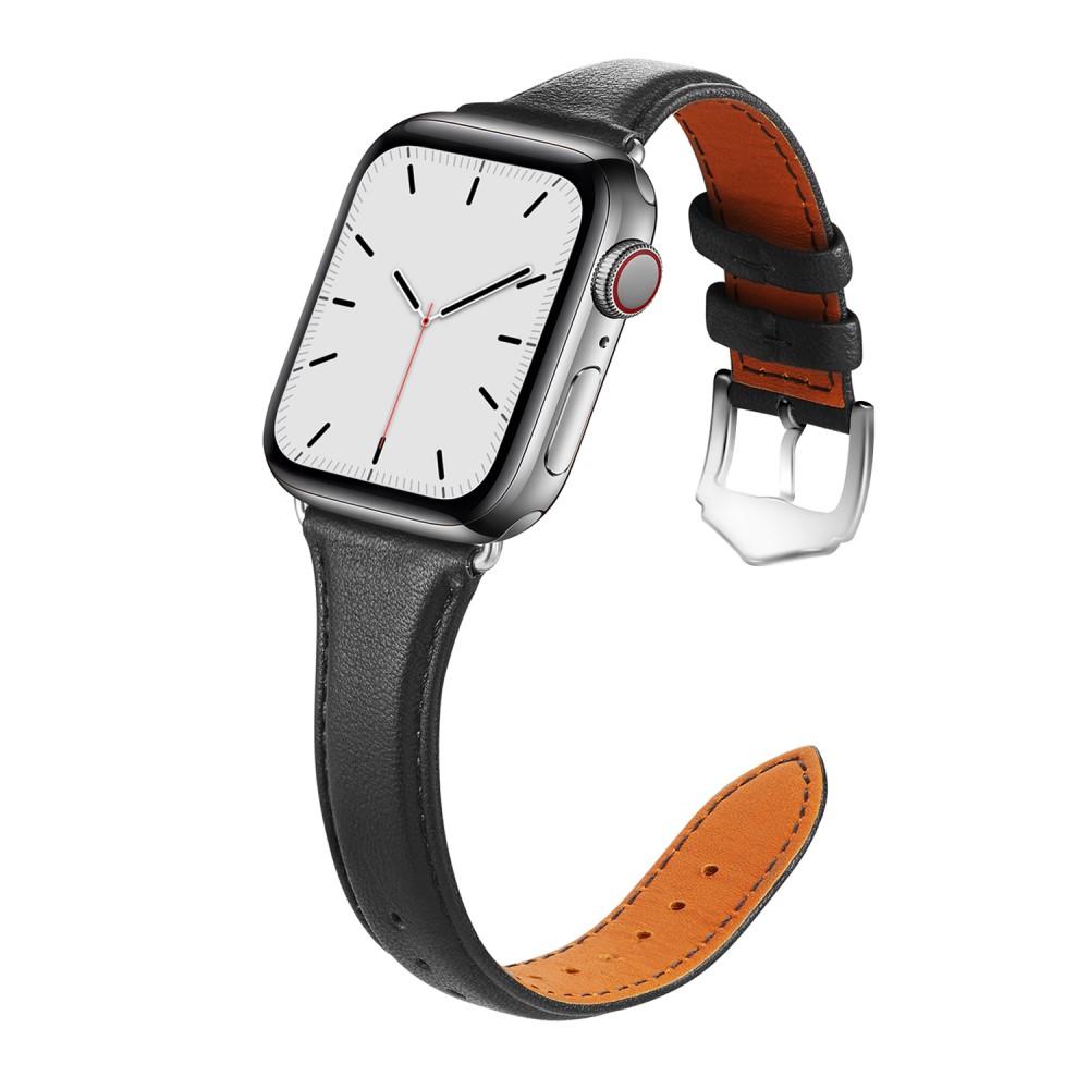 Cinturino sottile in pelle Apple Watch 45mm Series 8 Nero