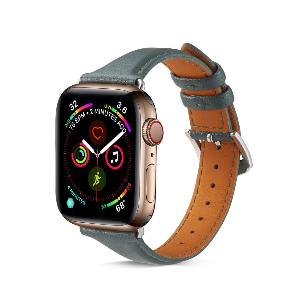 Cinturino sottile in pelle Apple Watch 45mm Series 8 Verde