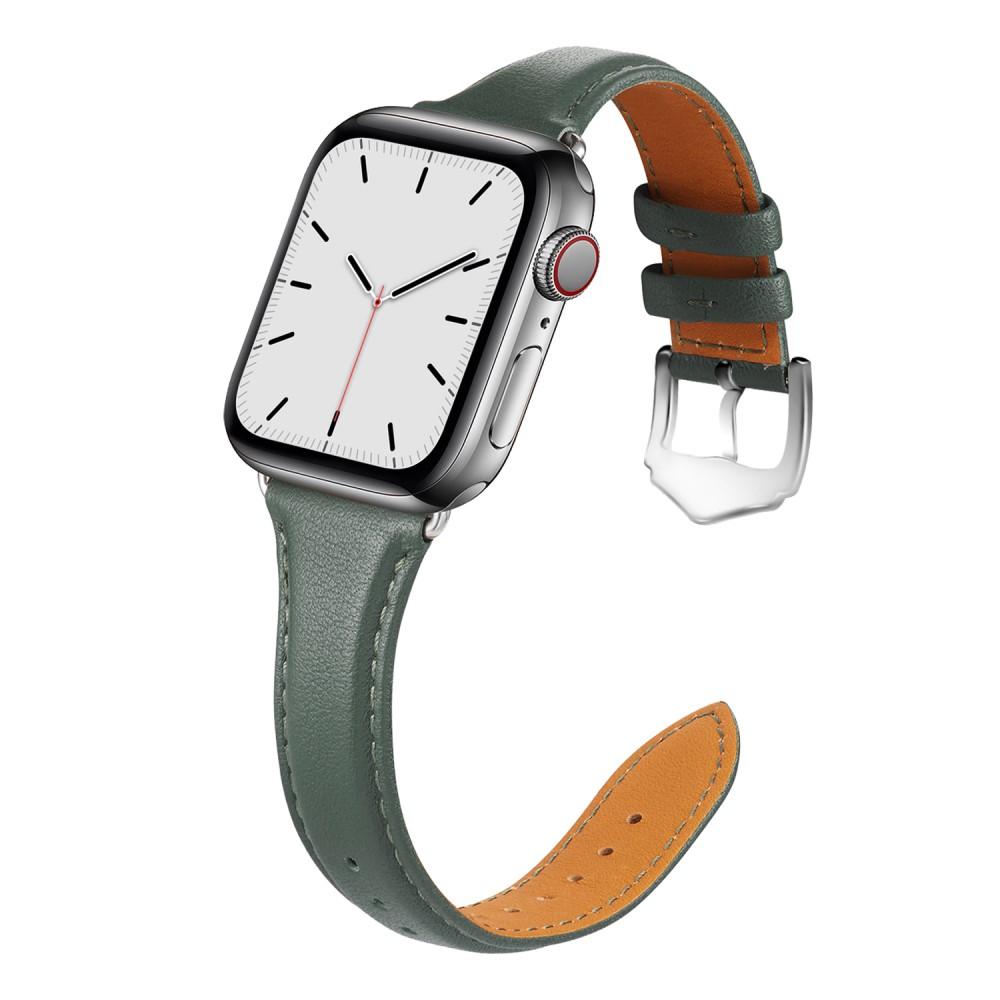 Cinturino sottile in pelle Apple Watch 45mm Series 8 Verde