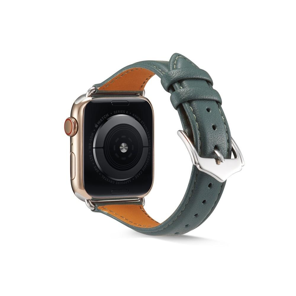 Cinturino sottile in pelle Apple Watch 45mm Series 8 Verde