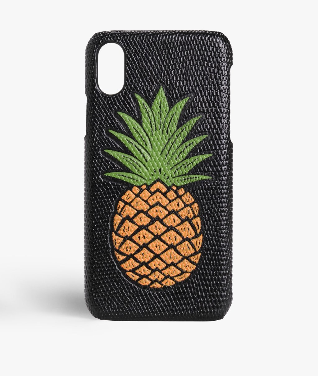 Cover iPhone X/XS Pineapple Orange Lizard Black